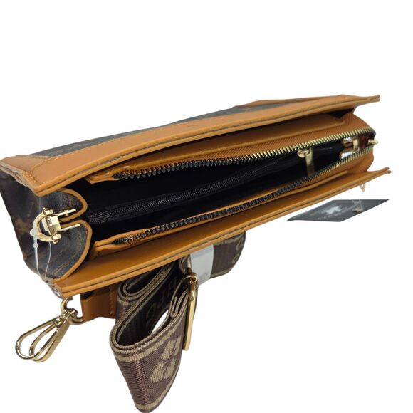 Beverly Hills Polo Club Crossbody Bag Faux Leather Brown Tan 7Hx8.5Lx3W Inch - Picture 10 of 12